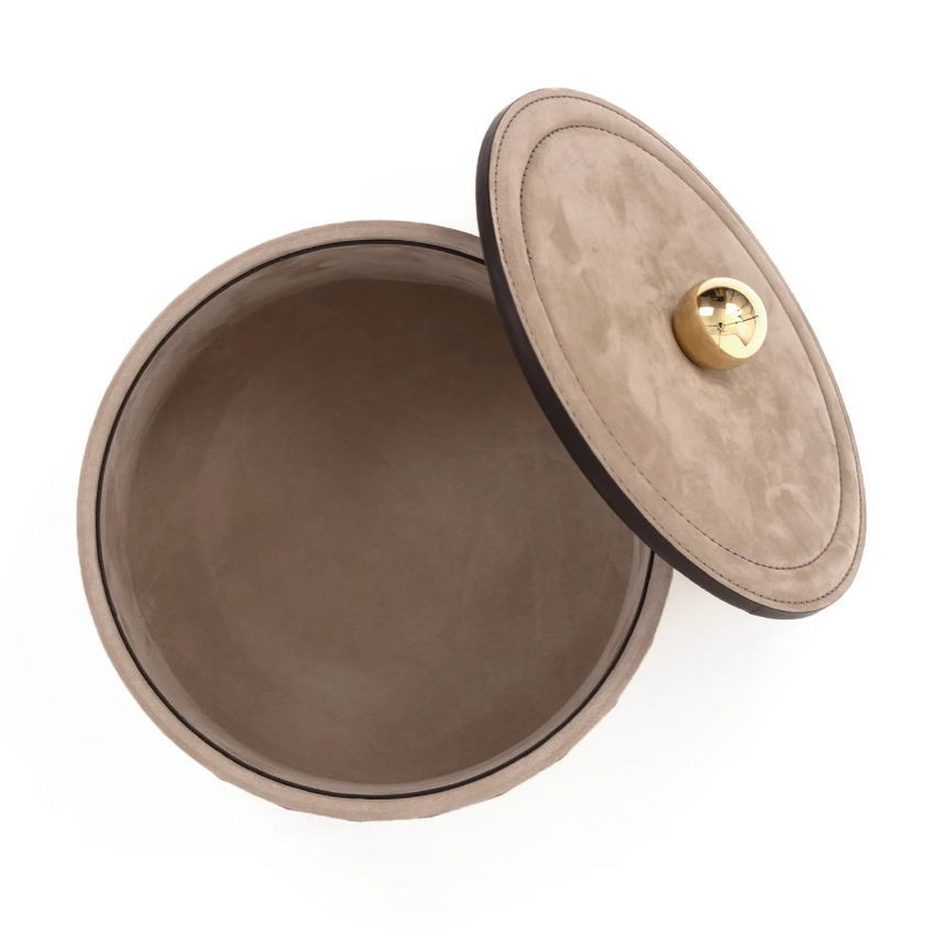 Round Embroidered Leather Box | Pinetti Lily | Italianfurniture.com