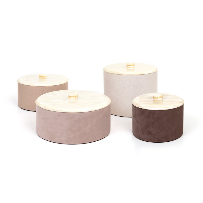 Leather Round Lidded Box | Pinetti Kelly | Italianfurniture.com
