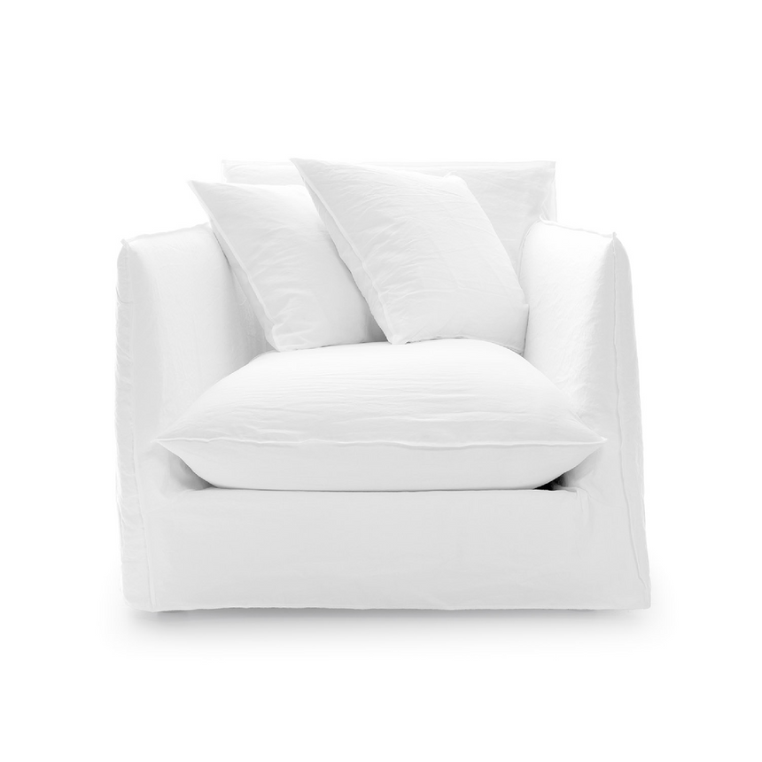 Natural White Lino Armchair | Gervasoni Ghost | ItalianFurniture.com