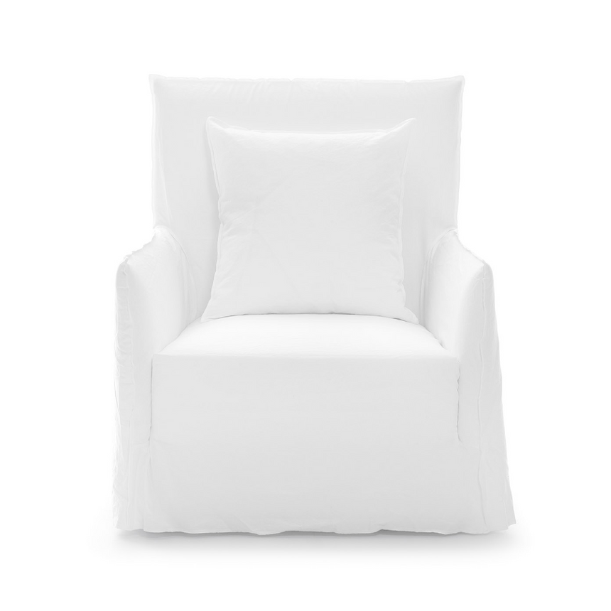 Natural White Lino Armchair | Gervasoni Ghost | ItalianFurniture.com