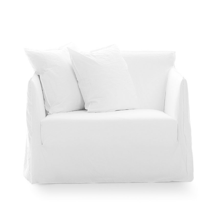 Natural White Lino Armchair | Gervasoni Ghost | ItalianFurniture.com