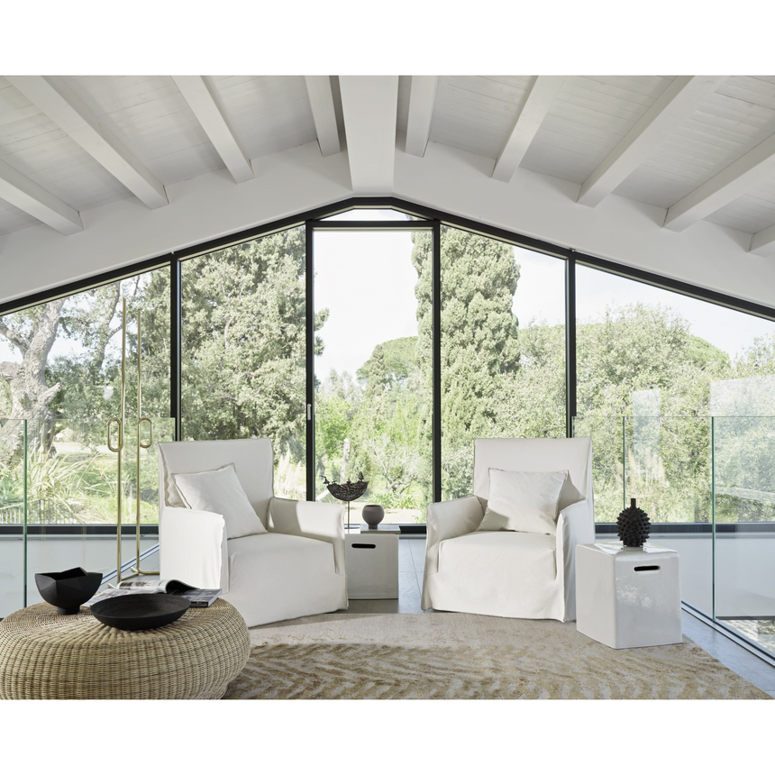 Natural White Lino Armchair | Gervasoni Ghost | ItalianFurniture.com