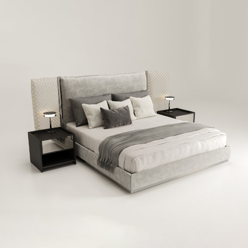 Queen Bed with Shelf System | Karl Lagerfeld Maison Saint-Germain | Italianfurniture.com