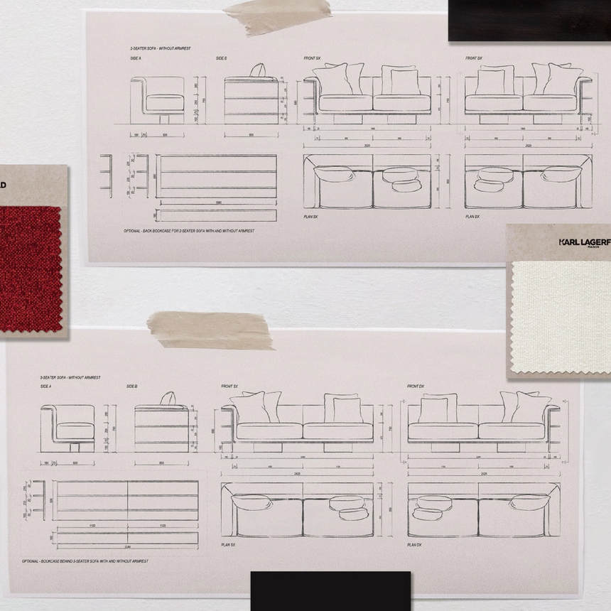 Double-Armed 2-Seater Bookcase Sofa | Karl Lagerfeld Maison Saint-Germain