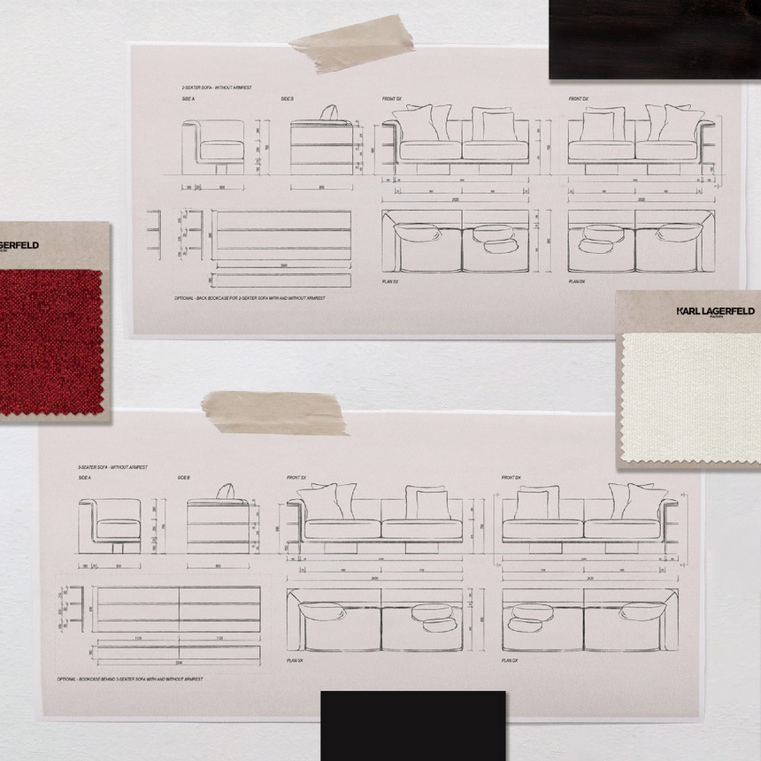 Double-Armed 3-Seater Bookcase Sofa | Karl Lagerfeld Maison Saint-Germain | Italianfurniture.com