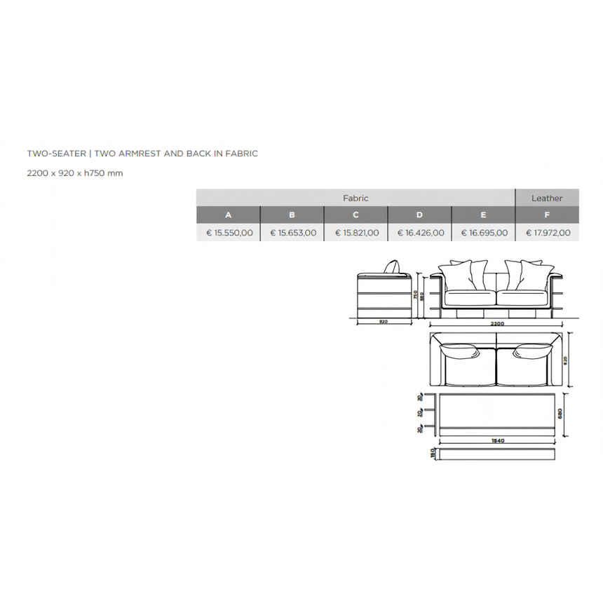 Double-Armed 2-Seater Fabric Sofa | Karl Lagerfeld Maison Saint-Germain | Italianfurniture.com