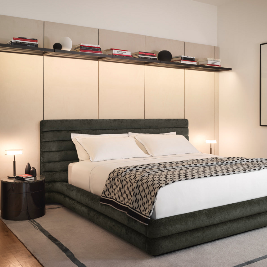 Upholstered Channeled Bed | Karl Lagerfeld Maison Wellen | Italianfurniture.com