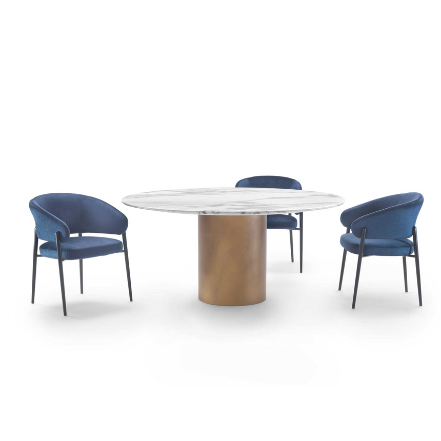 Marble Cylindrical Base Dining Table | Marelli Arthur | Italianfurniture.com