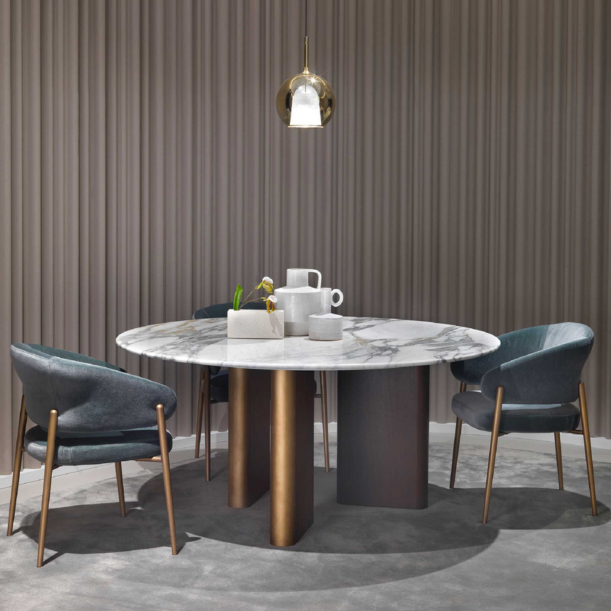 Wood Base Round Dining Table | Marelli Onno | italianfurniture.com