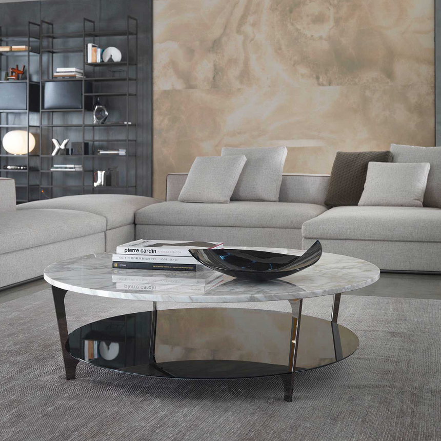 Round Marble Undershelf Coffee Table | Marelli Tab | Italianfurniture.com