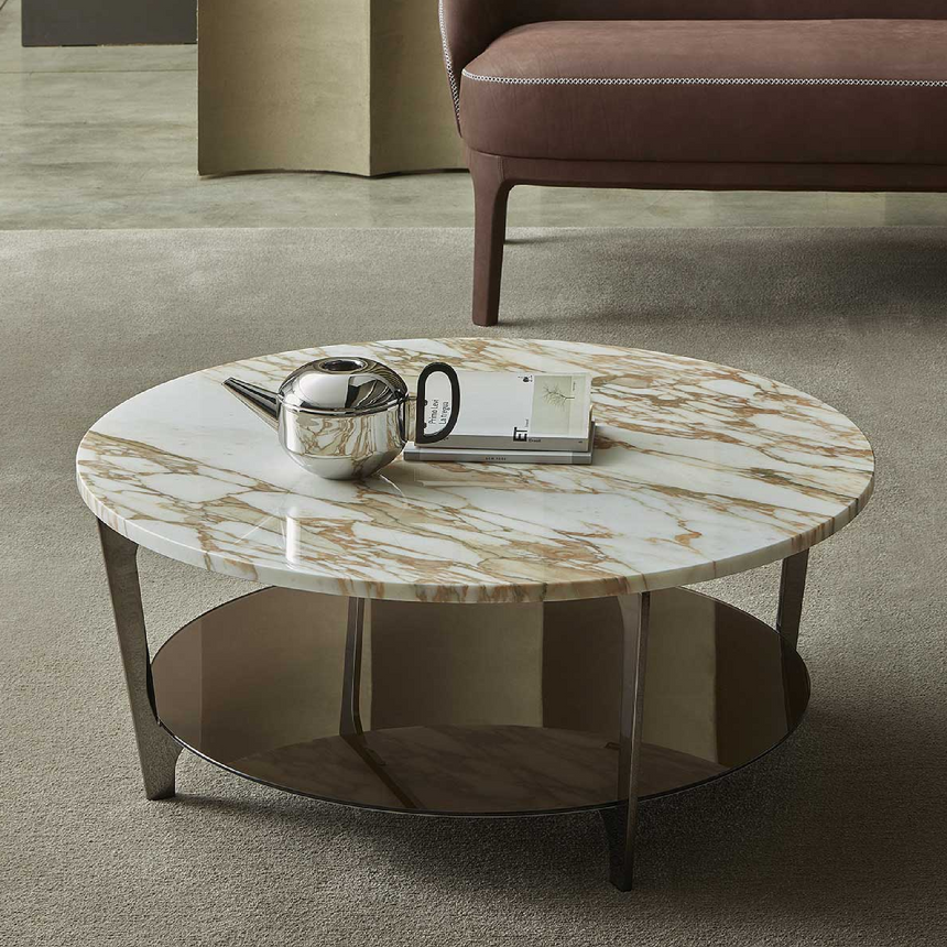 Round Marble Undershelf Coffee Table | Marelli Tab | Italianfurniture.com