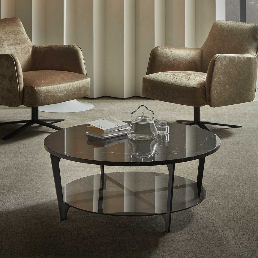 Round Marble Undershelf Coffee Table | Marelli Tab | Italianfurniture.com