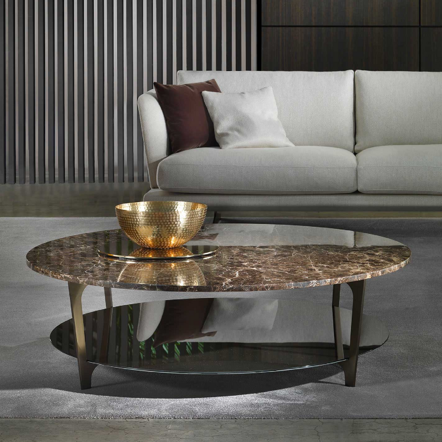 Round Marble Undershelf Coffee Table | Marelli Tab | Italianfurniture.com