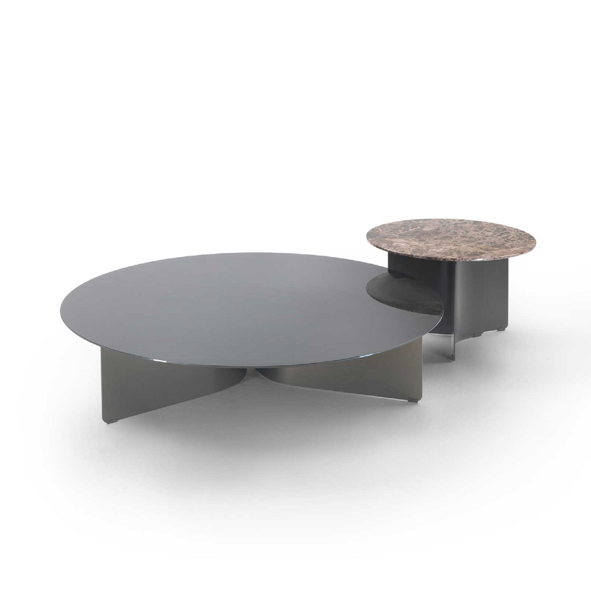 Glass Top Round Coffee Table | Marelli Wave | ItaliafurnitureItalian.com