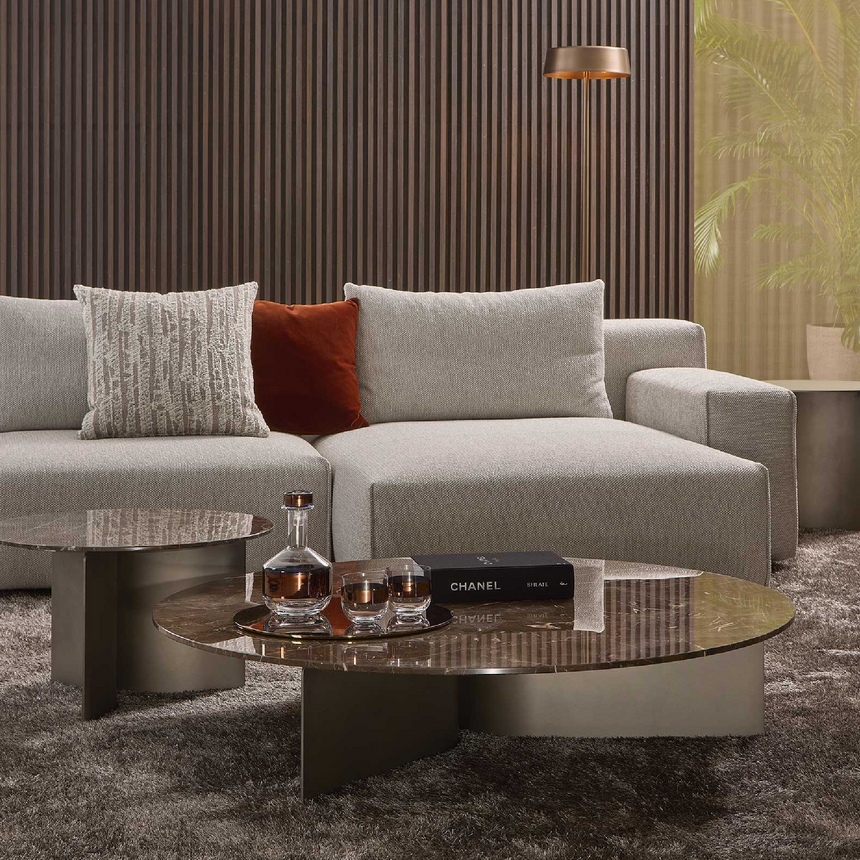 Glass Top Round Coffee Table | Marelli Wave | ItaliafurnitureItalian.com