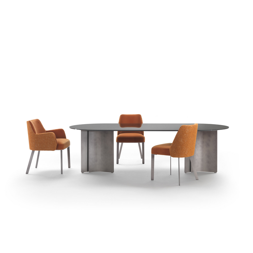 Glass Oval Dining Table | Marelli Wave | Italianfurniture.com