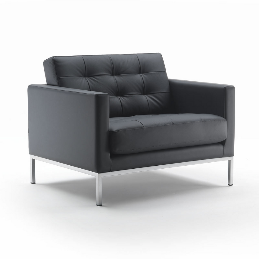 Geometric Metal Base Quilted Lounge Chair | Marelli Lewis | Italianfurniture.com