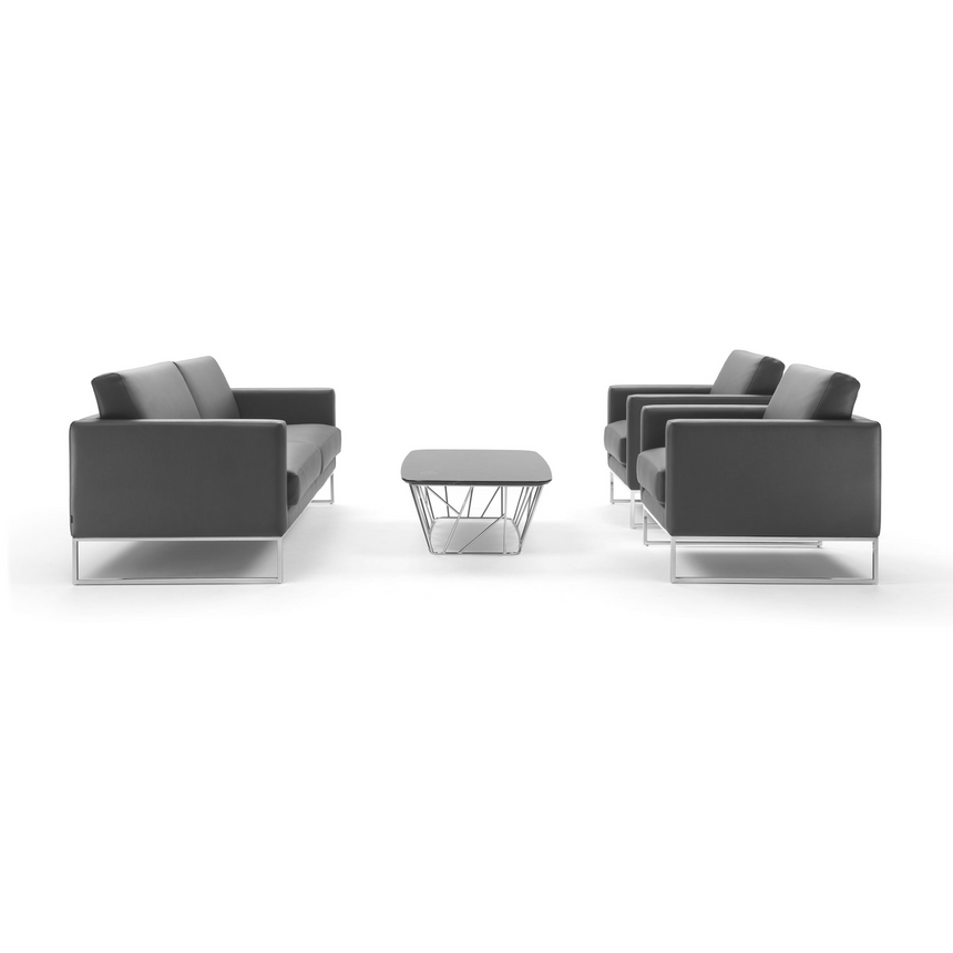 Geometric Metal Base Quilted Lounge Chair | Marelli Lewis | Italianfurniture.com