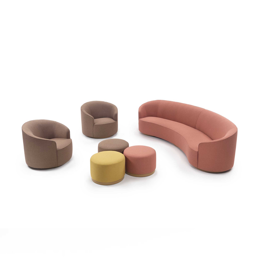 Upholstered Round Ottoman | Marelli Moon | Italianfurniture.com