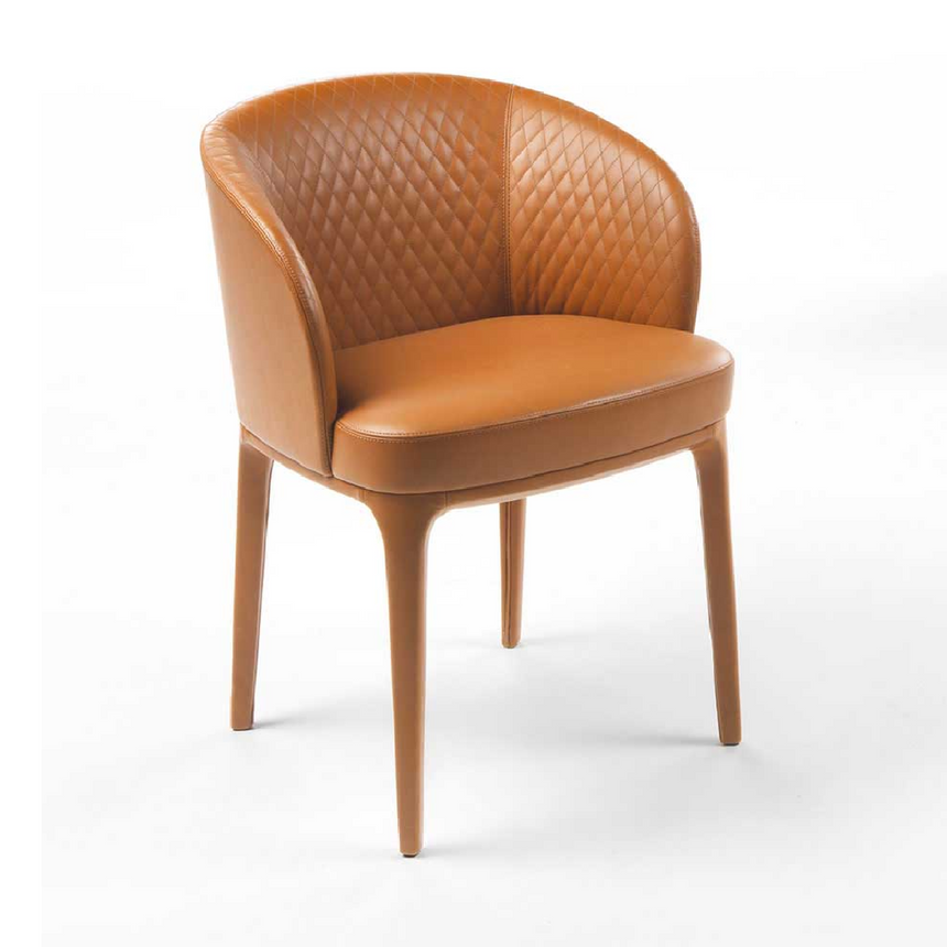 Curved Back Quilted Small Chair | Marelli Paris | Italianfurniture.com