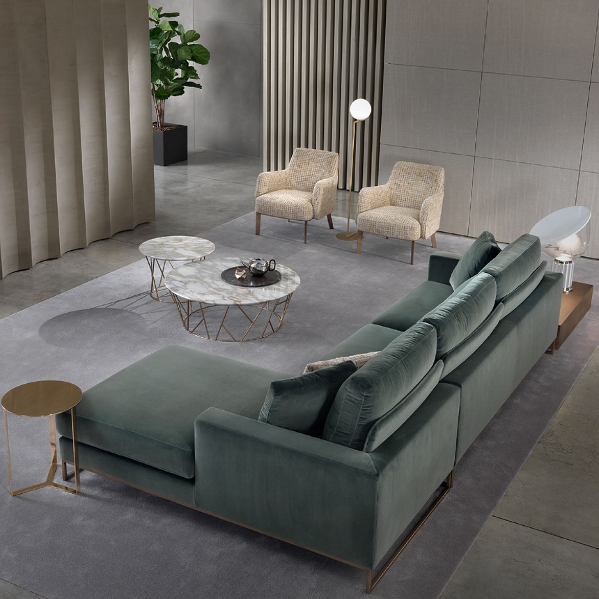Metal Base Angular Side Sofa | Marelli Slide | Italianfurniture.com