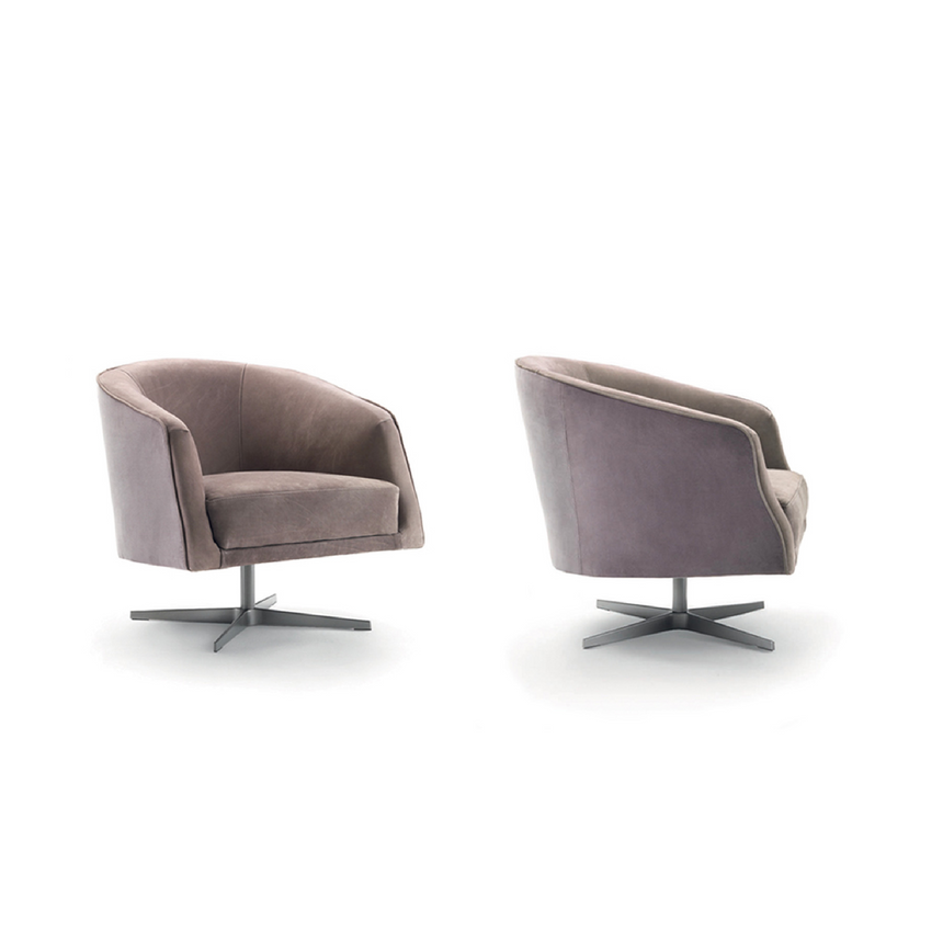 Curved Back Swivel Armchair | Marac Leslie | Italianfurniture.com