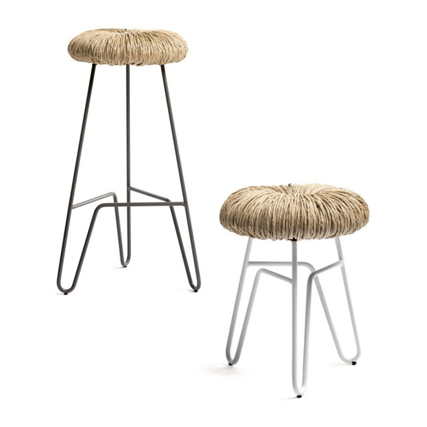 Straw-Padded Counter Stool | Mogg Donut | Italianfurniture.com