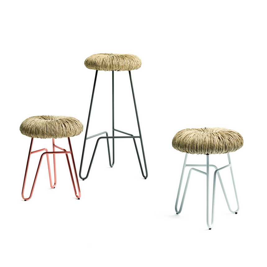Straw-Padded Counter Stool | Mogg Donut | Italianfurniture.com