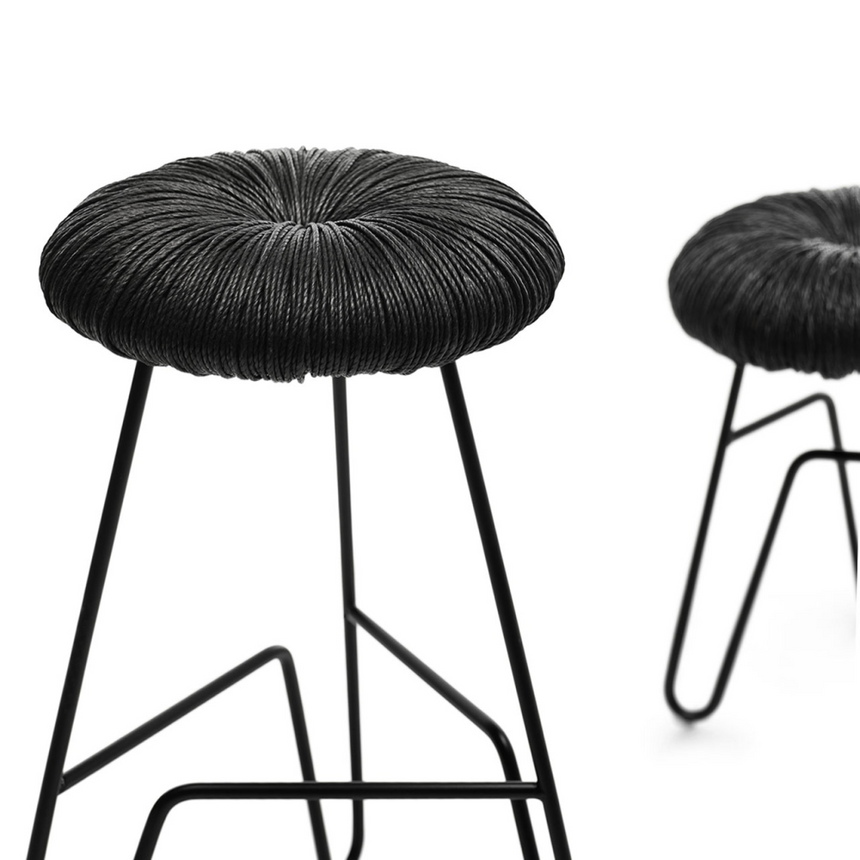 Straw-Padded Counter Stool | Mogg Donut | Italianfurniture.com