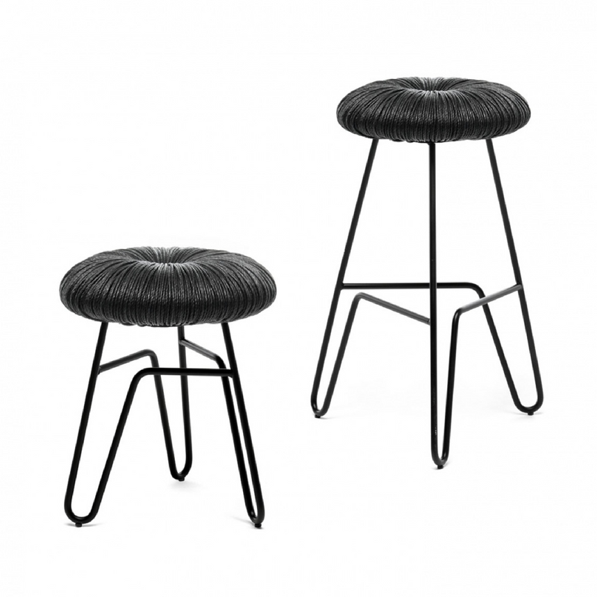 Straw-Padded Counter Stool | Mogg Donut | Italianfurniture.com