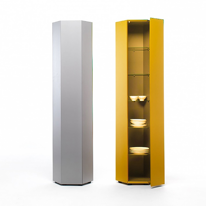 Hexagonal Lacquered Pillar Cabinet | Mogg Exagon | Italianfurniture.com