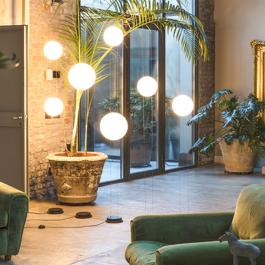 White Sphere Ceiling Floor Lamp | Mogg Orbit | Italianfurniture.com