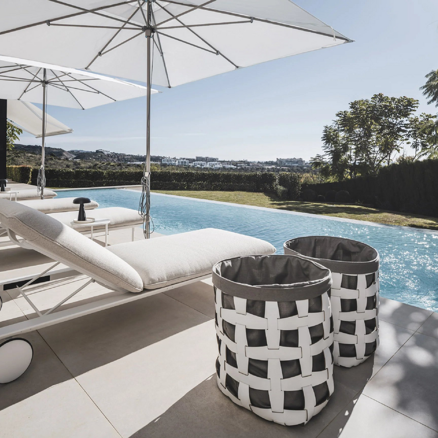 Woven Leather Outdoor Basket | Pinetti Hook | Italianfurniture.com