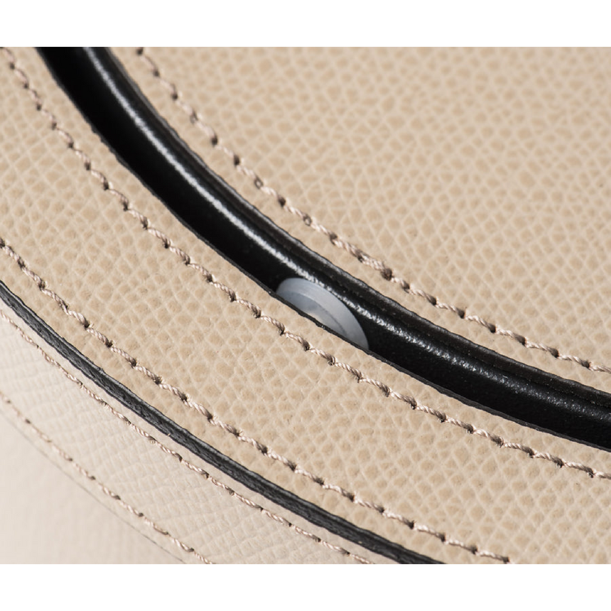 Cylindrical Leather Tilting Lid Bin | Pinetti | Italianfurniture.com