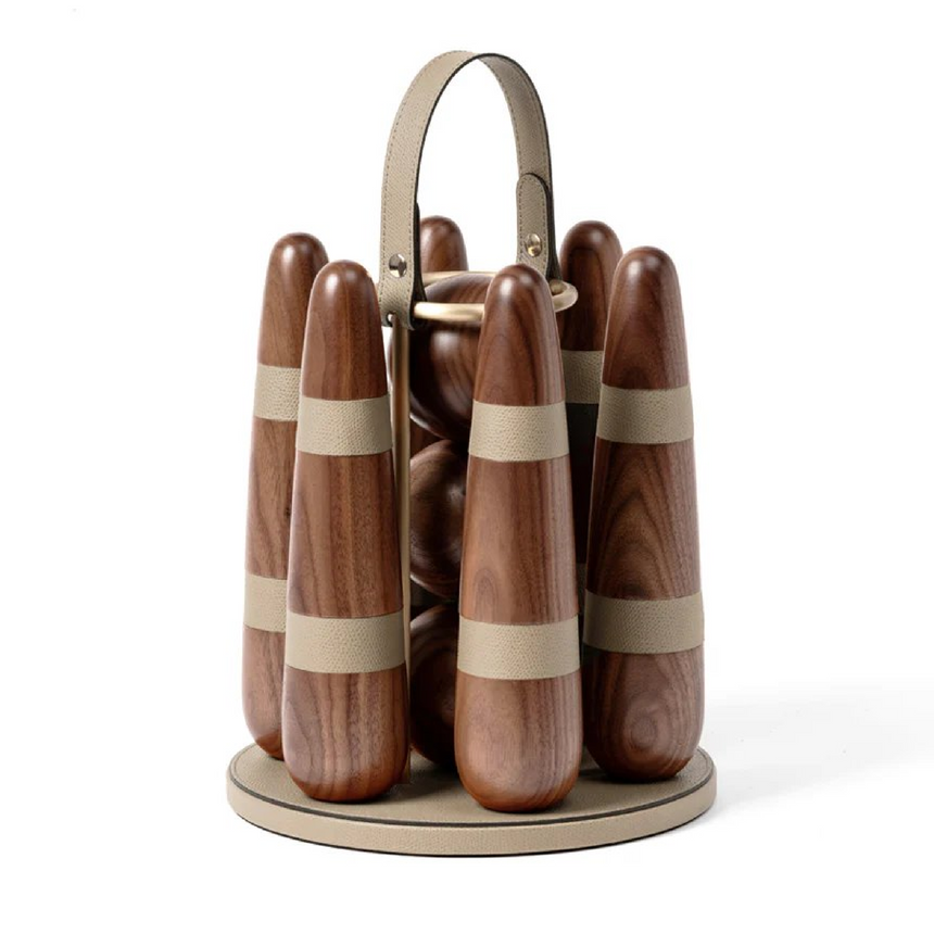 Walnut Wood Bowling Set | Pinetti | Italianfurniture.com