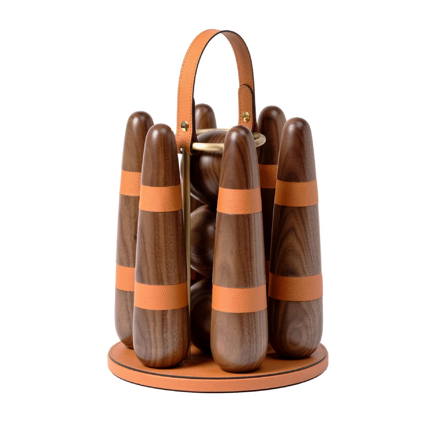 Walnut Wood Bowling Set | Pinetti | Italianfurniture.com