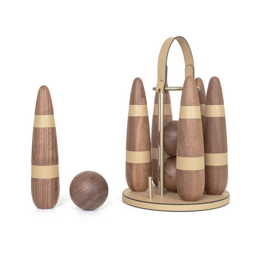 Walnut Wood Bowling Set | Pinetti | Italianfurniture.com