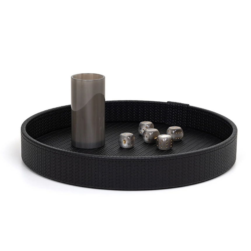 Round Leather Dice Game Set | Pinetti | Italianfurniture.com