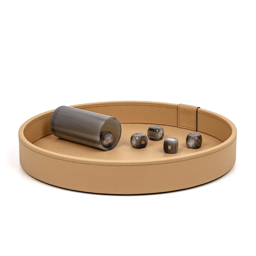 Round Leather Dice Game Set | Pinetti | Italianfurniture.com