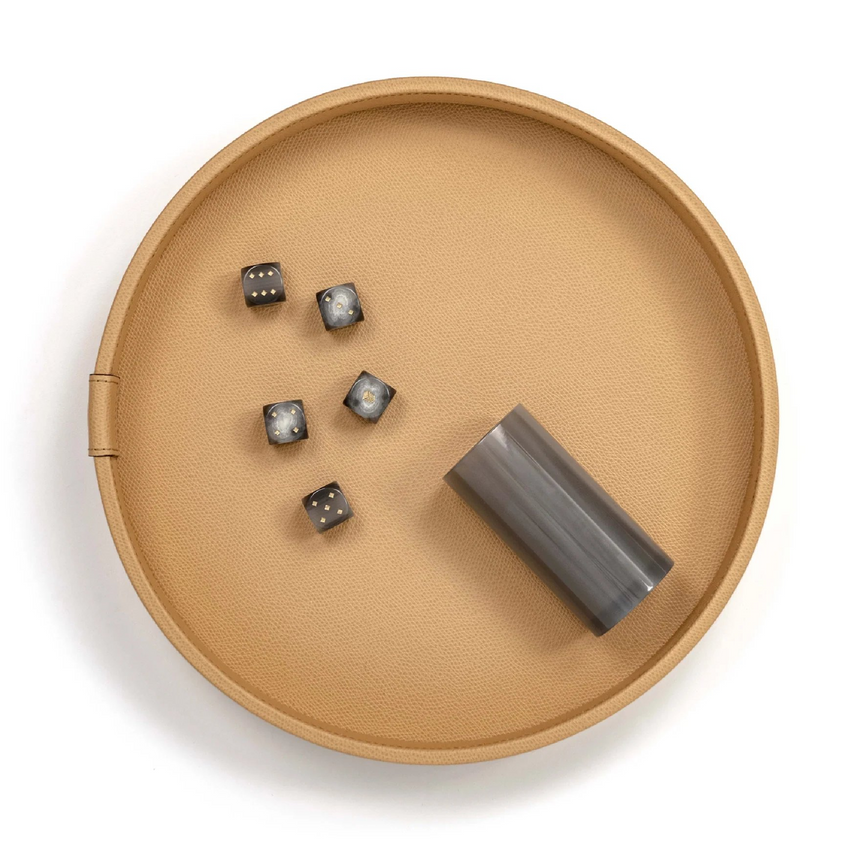 Round Leather Dice Game Set | Pinetti | Italianfurniture.com