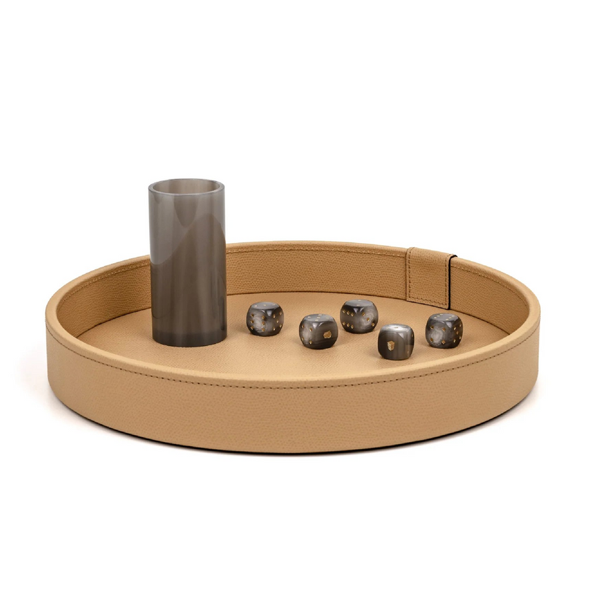 Round Leather Dice Game Set | Pinetti | Italianfurniture.com