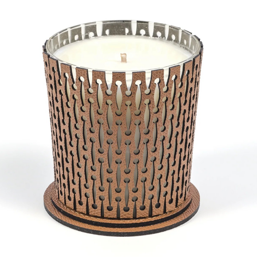 Leather Covered Glass Candle | Pinetti | Italianfurniture.com