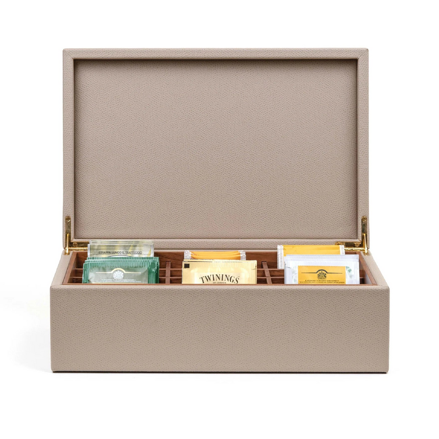 Leather Covered Tea Box Organizer | Pinetti | Italianfurniture.com