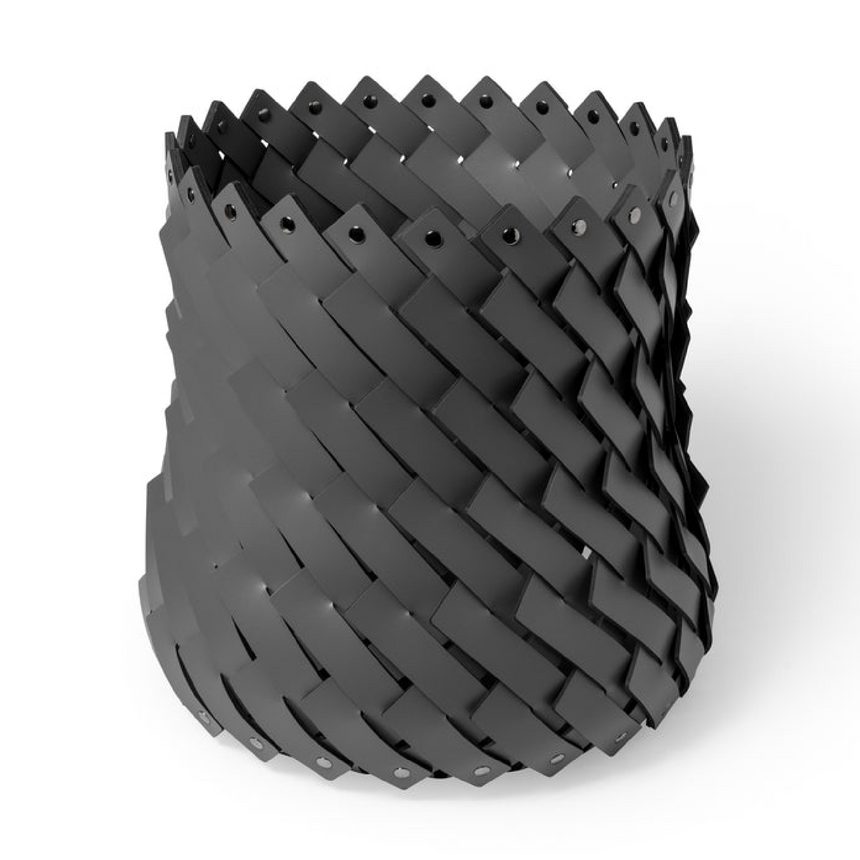 Handwoven Leather Strips Basket M | Pinetti Almeria | Italianfurniture.com