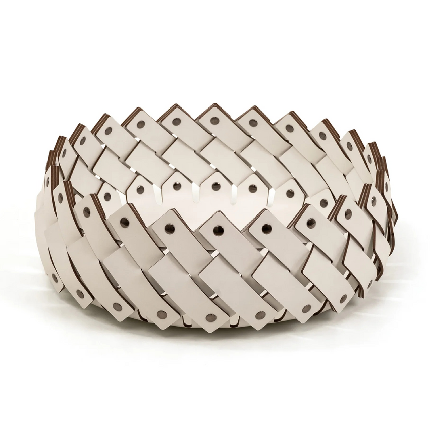 Leather Strips Short Basket | Pinetti Almeria | Italianfurniture.com
