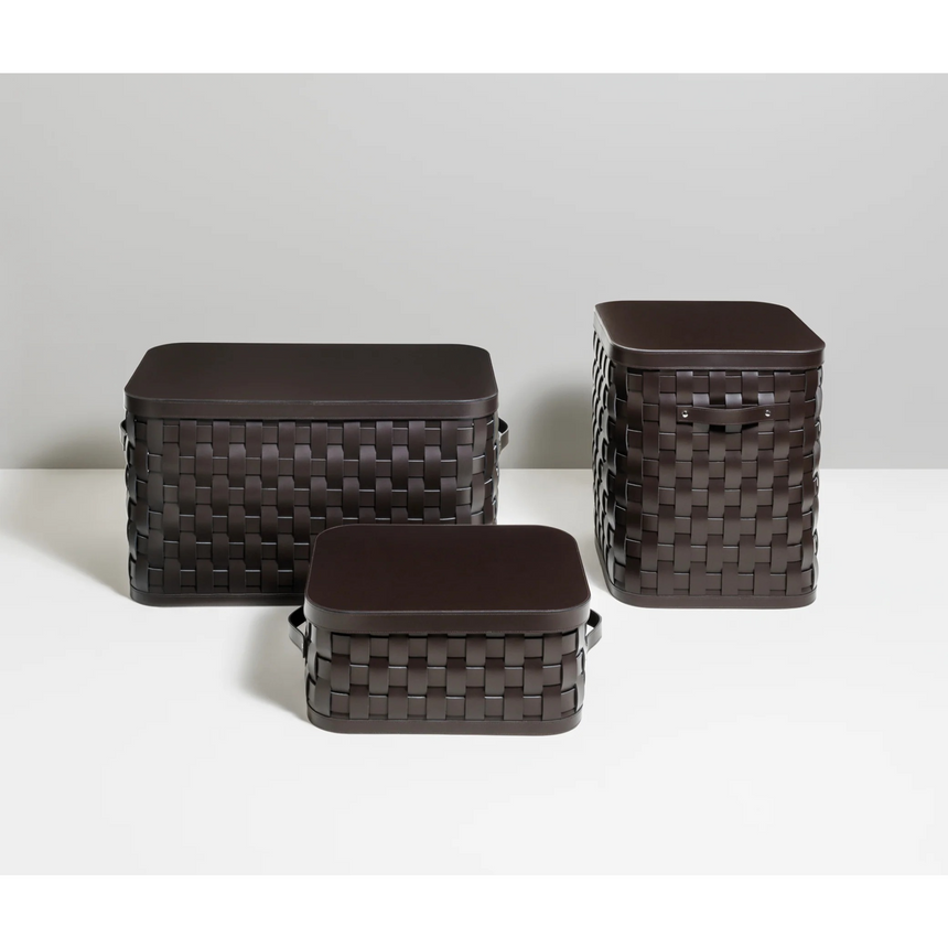 Tall Rectangular Leather Basket L | Pinetti Demetra | Italianfurniture.com