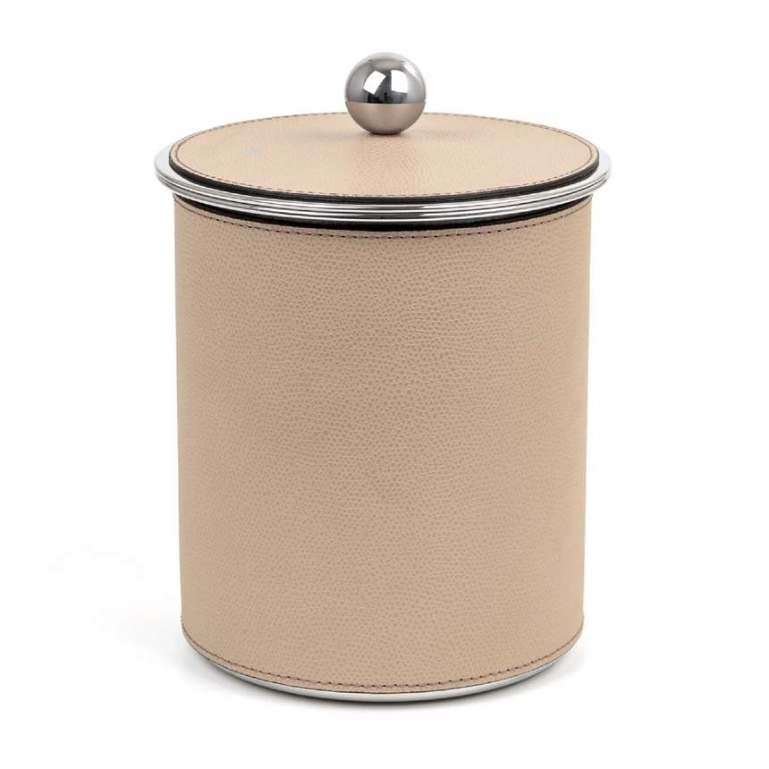 Cylindrical Leather Covered Ice Bucket | Pinetti Axel | Italianfurniture.com
