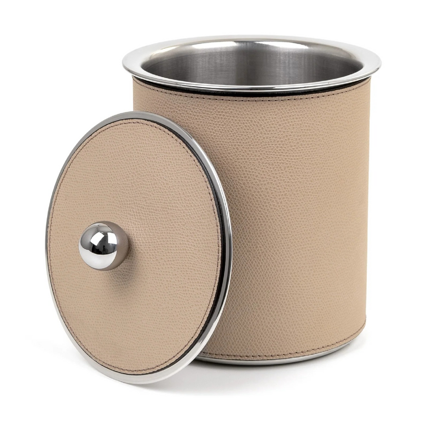 Cylindrical Leather Covered Ice Bucket | Pinetti Axel | Italianfurniture.com