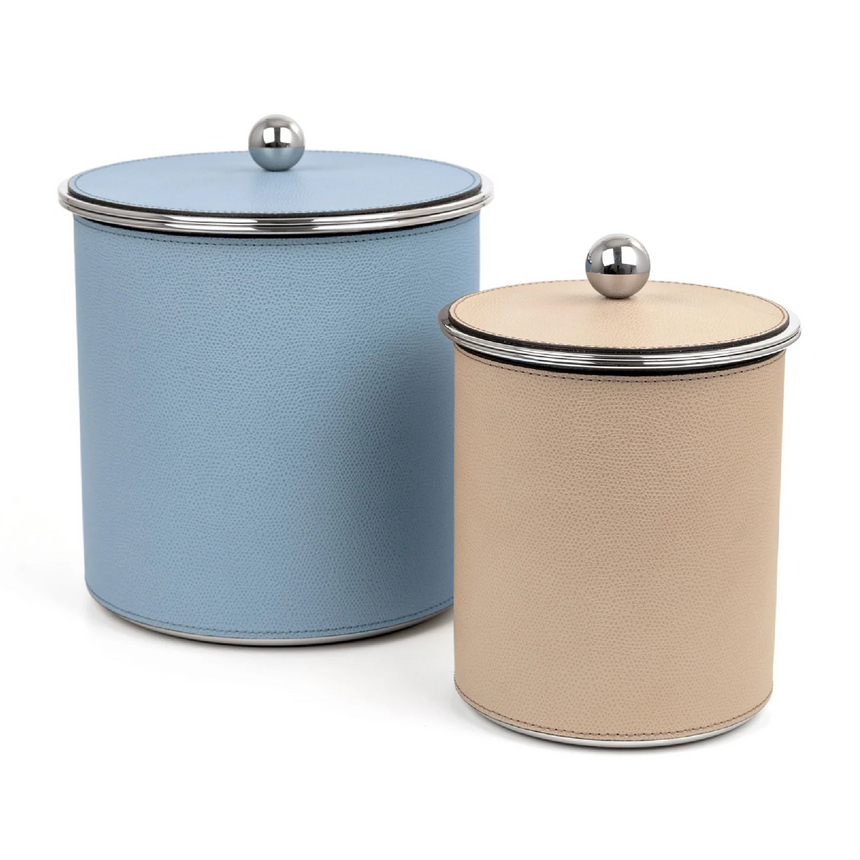 Cylindrical Leather Covered Ice Bucket | Pinetti Axel | Italianfurniture.com