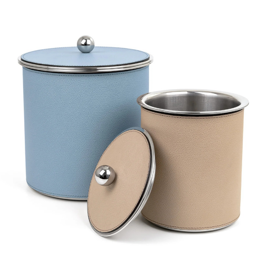 Cylindrical Leather Covered Ice Bucket | Pinetti Axel | Italianfurniture.com